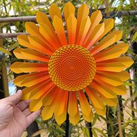 Oniya Tournesol Cinétique Éolienne Multicouche en Métal, Piquet de Jardin, Décoration Artistique pour Pelouse Extérieure