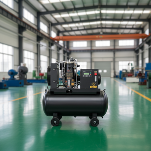 Compresseur d'air rotatif à vis refroidi par air VSD 5,5 kW/7,5 CV avec PLC et <span class=keywords><strong>moteur</strong></span>, réservoir 130 L et roulettes, 39 CFM et 120 PSI, mobilité tout-en-un - Product Image 1