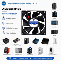 Ventilateur sans balais AM8025H48S DC 12V 8025 80x80x25mm à roulement à billes, longue durée de vie, ventilateur axial de refroidissement pour onduleur et chargeur de batterie