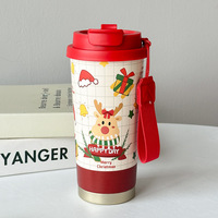 Gobelet isotherme classique de Noël en acier inoxydable pour étudiant, motif renne, grande capacité, tasse de voyage portable - Édition limitée Noël