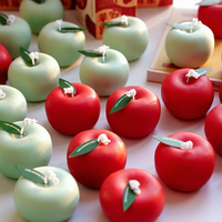 Bougie parfumée en forme de pomme de Noël, cire de soja, aromathérapie, biologique, 3D, fruitée, sans fumée, longue durée, rouge, décoration d'intérieur, cadeaux de Noël