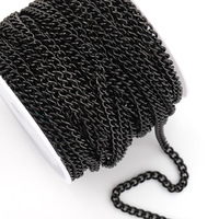Accessoires stylés Chaîne gourmette 3mm en acier inoxydable noir avec diamant 1:1 NK Chaîne Figaro 3:1 pour fabrication de bijoux unisexe