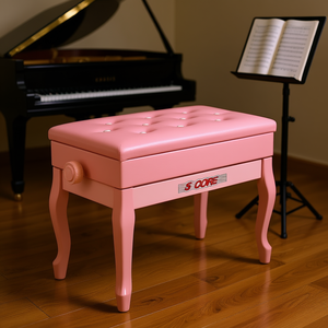 Banco de piano de madera con altura ajustable y almacenamiento para teclado, accesorio para instrumentos musicales, color rosa - Product Image 2
