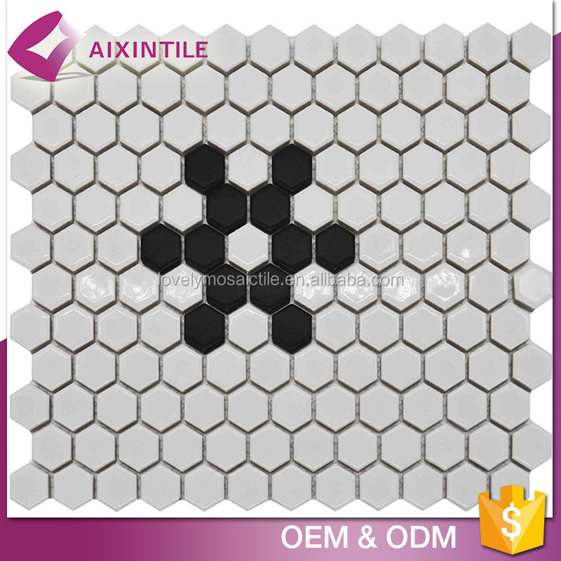 Hs Code Noir Fleur Décoratif Mosaïque De Carreaux De Céramique Pour Plancher