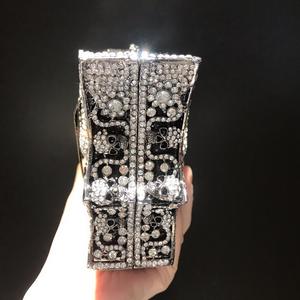 럭셔리 크리스탈 클러치 백 여성 저녁 가방 박쥐 모양 할로윈 해골 가방 다이아몬드 무도회 파티 지갑 블링 핸드백 - Product Image 4