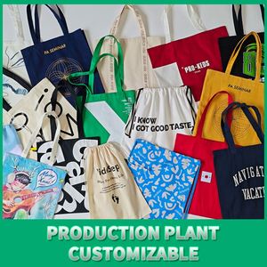 Custom <b>Small</b> (20-30cm) <b>Canvas</b> Drawstring Tote <b>Bag</b> Letter Pattern Shopping Gift Daily Travel Pouch Logo Printed MOQ 100 Pcs - Product Image 5