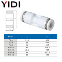 YIDI PU PG Air Plastique Égal Droit Pneumatique Rapide Tuyau Push-In Union Raccords Connecteur Caoutchouc Nitrile Métal 1.5MPa 10mm 8mm