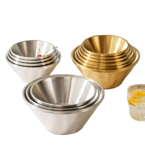 304 Aço Inoxidável Golden <span class=keywords><strong>Bowl</strong></span> Douli Espessado Em Forma de V Dupla Camada Isolada Noodle Grande Tamanho Ice Sand Sobremesa <span class=keywords><strong>Bowl</strong></span> - Product Image 1