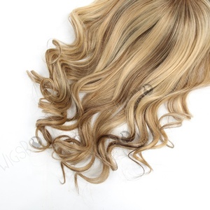High Quality Bouncy Curl Natural Real Scalp Silk Top PU Front <strong>Open</strong> Weft Clip on Human Hair Crown <strong>Topper</strong> - Product Image 4