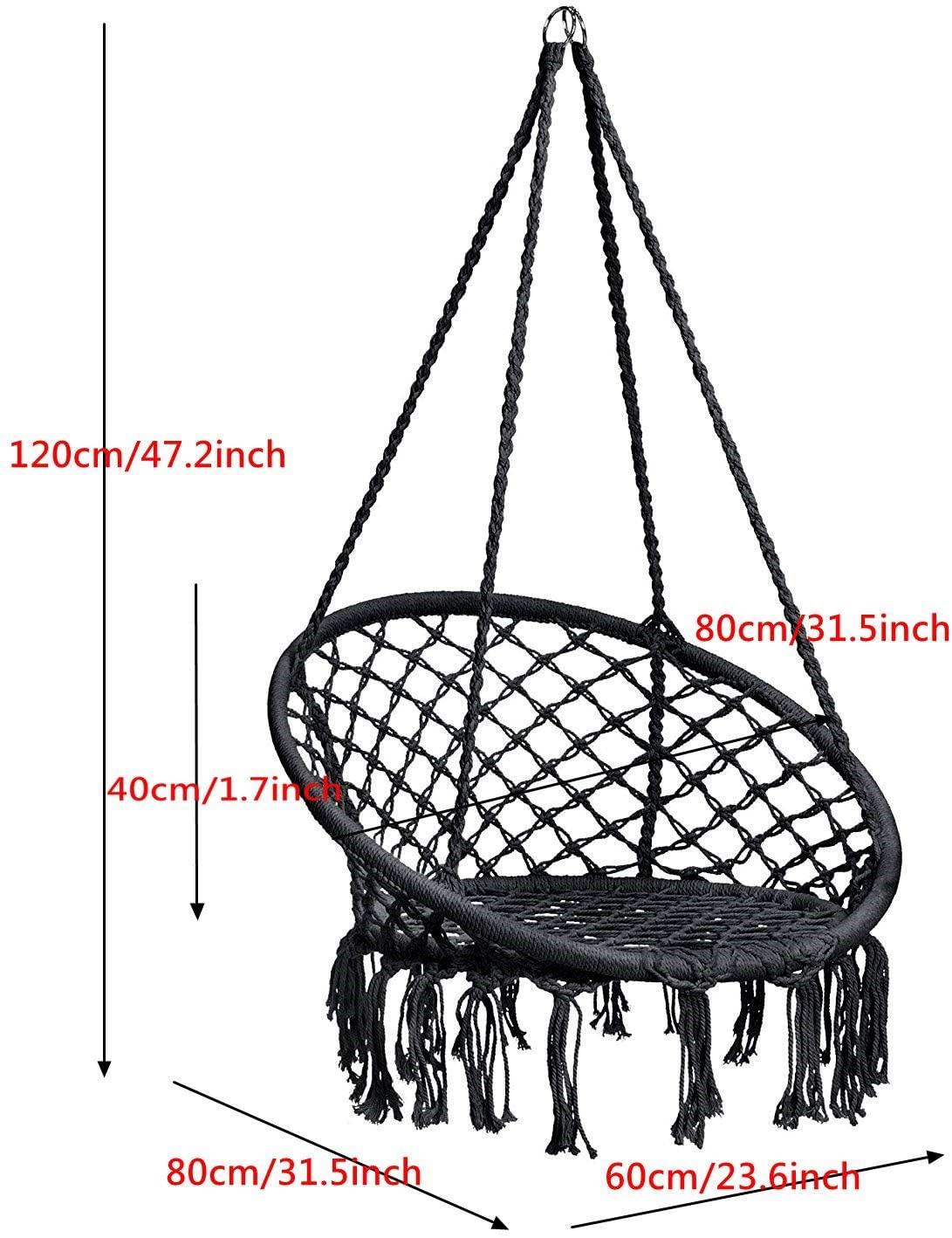 80 X 60cm Rope Outdoor Camping Hammock Macrame Swing Foldable Hammock Chair