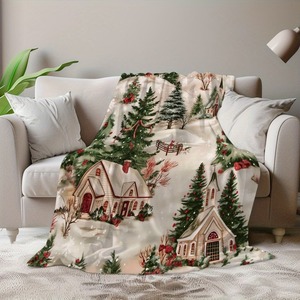 Plaid en flanelle douce à imprimé de Noël, style pastoral, décoration d'hiver pour la maison, écologique, lavable en machine - Product Image 4