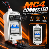 Pemutus Sirkuit Miniatur DC 2 Kutub 32A 1000VDC 6kA IP65 ABS/PC 56x125x88mm Pemutus PV Surya Konektor MC4