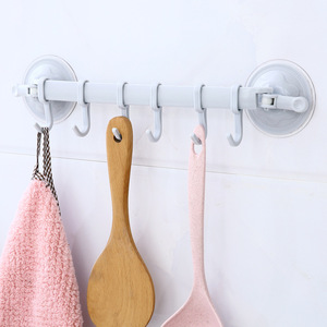 <b>Wall</b> <b>Mounted</b> Suction Cup Hooks With 6 Hangers Removable Adhesive Rack For Kitchen Bathroom Storage - Product Image 4