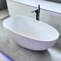 Baignoire ovale autoportante de luxe COMO, surface solide, bain en pierre artificielle, baignoire en acrylique pour villa