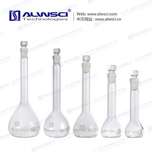 ขวดวัดปริมาตรแก้วใส NS12/14 ขนาด 50 มล. คลาส A พร้อมจุกแก้ว, รหัส QR (ใบรับรองส่วนบุคคล) 3.3 โบโรซิลิเกต - Product Image 4