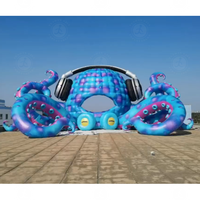 Décorations de scène d'extérieur Grande pieuvre gonflable Cabine de DJ Scène de musique gonflable pour festivals de musique Publicité