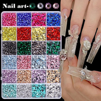 Strass en résine 3D de haute qualité, 24 compartiments, formes et couleurs variées, pour DIY, effet diamant, cristal K9, pour ongles