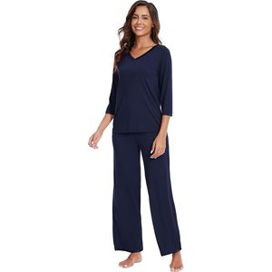 Vente en gros de pyjamas pour femmes à manches 3/4, ensemble de vêtements de nuit en viscose de bambou doux, pantalon de pyjama, tailles S-XXL - Product Image 2