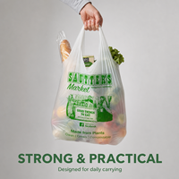 Sacs à T-shirts personnalisés imprimés en PBAT PLA compostables à domicile, sacs de courses biodégradables avec poignées