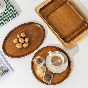 Bamboo Serving <b>Tray</b> Oval And Square Natural Wood <b>Tea</b> Coffee Snack Plate For Hotel Restaurant Home Use - Product Image 1