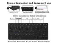 Slim Tablet portabel 11 inci 78 tombol, papan ketik nirkabel hitam putih dapat diisi ulang untuk Ipad untuk Samsung S8
