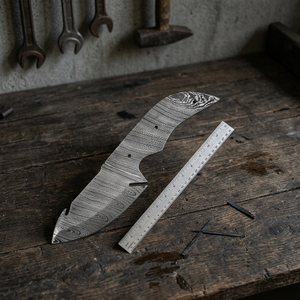 Cuchillo de Caza y Camping de Hoja Fija Forjado a Mano en Acero de Damasco, Personalizable OEM, con Punta de Gota y Filo Recto - Product Image 4