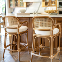 Tabouret de Bar rétro en rotin de haute qualité avec dossier bas pour Pubs Clubs Bar Home Bar Counter Chair