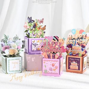 3D Pop Up Greeting Card Box With Flowers And Butterflies For Birthday Wedding Anniversary Gift - Product Image 3