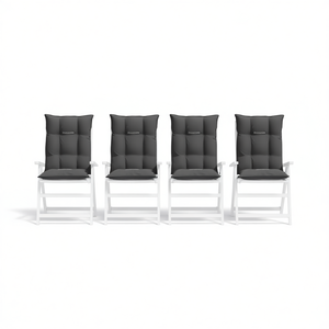Juego de 4 cojines para silla de respaldo alto, color antracita, para exteriores, resistentes al agua, acolchados, extraíbles y lavables. - Product Image 1