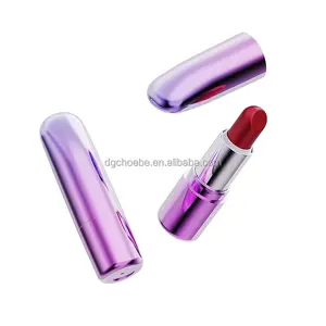 Purple lipstick tube 4.5ml custom private label fashionable oval lip balm push up containers
