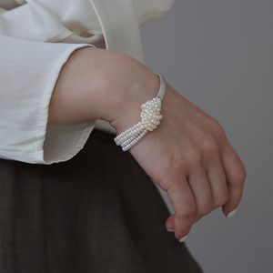 WENCHI Handmade Original 1611 Sterling <b>Silver</b> Freshwater <b>Pearl</b> Knotted <b>Bracelet</b> Elegant New Design with Premium Quality Material - Product Image 5
