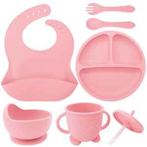 Set di Otto <span class=keywords><strong>Pezzi</strong></span> per Neonati: Bavaglino in Silicone, Piatto con Ventosa, Ciotola Divisa per Alimenti Complementari - Product Image 6