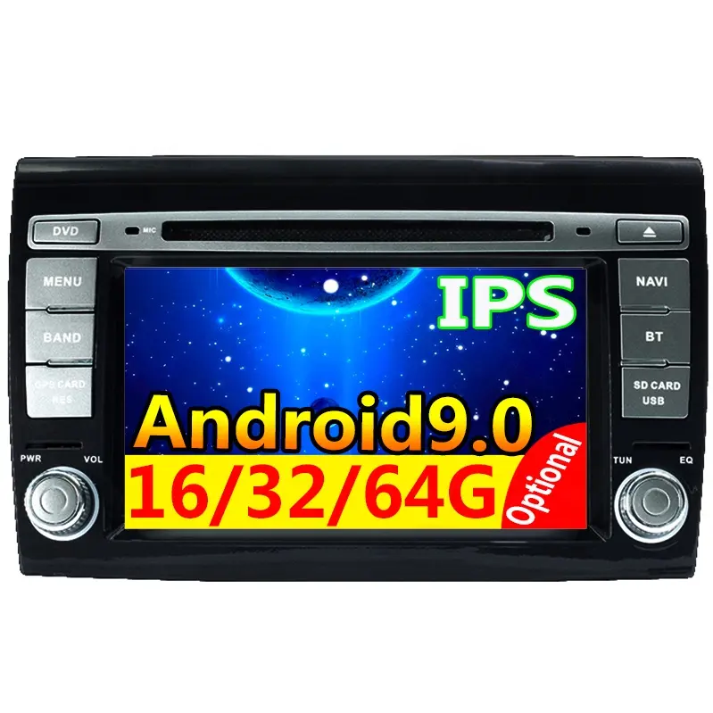 Autoradio Android 9.0, 4 go/64 go, IPS, DSP, Navigation GPS, bt, 2 Din, lecteur multimédia DVD, pour voiture Fiat Bravo (2007, 2008, 2009, 2010, 2011, 2012)