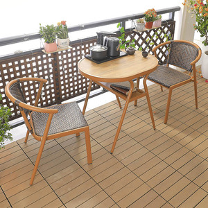 3 pcs tiết kiệm không gian sân thượng Bistro nhà hàng Vườn nhôm 2 CHỖ NGỒI mây cafe ăn uống thiết lập - Product Image 3