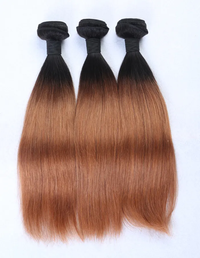Different Hairstyles Top Quality Virgin Human Hair Extension Two Tone Ombre Colored Hair Bundle Weave DELUXE HAIR
