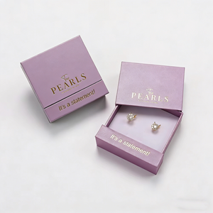 Boîtes à tiroirs coulissants en carton texturé personnalisé, boîtes d'emballage pour boucles d'oreilles, colliers, bijoux, boîte carrée élégante - Product Image 1