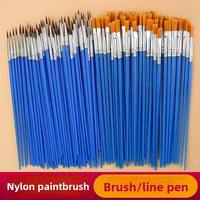 Pinceaux plats en nylon pour enfants, pour peinture à l'huile, acrylique, gouache, dessin au trait, peinture sur pâte à modeler et peinture sur poupées en plastique