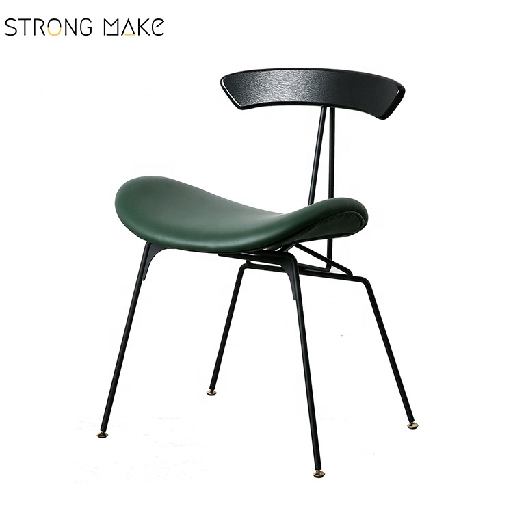 Meubles design moderne créatif dossier d'art de Fer PU cuir stable dinant la chaise en cuir moderne
