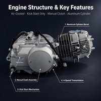Ensemble moteur de moto enduro Yinxiang 125cc à démarrage au pied, embrayage manuel, 4 vitesses, refroidissement par air, directement de l'usine