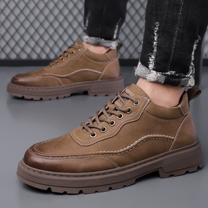 Botas Martin para Hombre, Estilo Casual de Primavera, con Cordones, Punta Redonda, de Cuero, Suela de Goma Antideslizante - Product Image 2