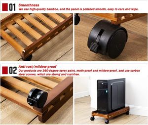 Soporte de torre de PC de madera, soporte de suelo de torre de ordenador de madera rodante, soporte de ordenador, paleta Caddy <span class=keywords><strong>con</strong></span> <span class=keywords><strong>ruedas</strong></span> para oficina en casa - Product Image 3