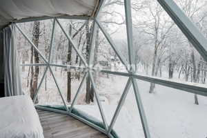 <span class=keywords><strong>Tenda</strong></span> a Cupola Geodetica Ibrida da 6M con Copertura in PVC <span class=keywords><strong>e</strong></span> Vetro Temperato, Casa Geodetica per Glamping <span class=keywords><strong>e</strong></span> Neve per Uso Alberghiero <span class=keywords><strong>e</strong></span> Abitativo - Product Image 5