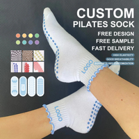 Chaussettes de sport en coton de qualité supérieure pour femmes, chaussettes antidérapantes pour le yoga, le ballet, le pilates, chaussettes athlétiques avec logo personnalisé