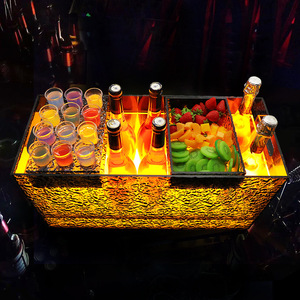 LED Illuminated Ice <b>Bucket</b> Rectangle <b>Plastic</b> With Fruit Pattern Party Beverage Tub For Bar KTV - Product Image 2