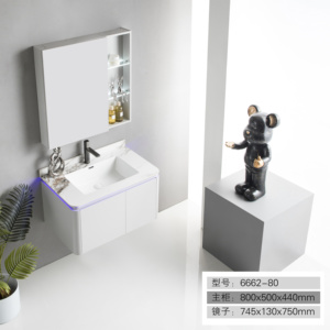 Đá cẩm thạch mỏng cạnh sứ chìm công suất lớn phòng tắm Wall Mount Tủ rắn gỗ phòng tắm vanities với gương - Product Image 6