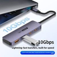 Hub multiport Type C 4 en 1 10G avec ports USB3.2 haute vitesse, compatible avec les ordinateurs portables USBC et les appareils Type C Gen2