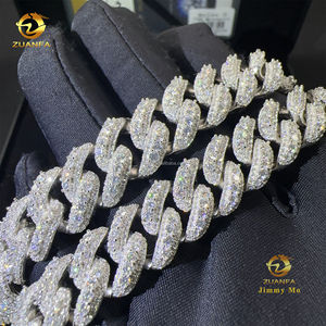 13 मिमी 15 मिमी दो पंक्तियों चंद्रमा आकार बड़ा आदमी भारी रूप से हिप हॉप निर्दोष s925 स्टर्लिंग सिल्वर मोइससानाइट डायमंड क्यूबन लिंक चेन - Product Image 6