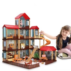 Casa de Muñecas Grande de 2 a 4 Pisos, Juguete de Princesa, Casa de Muñecas 3D DIY con Luces y Muebles, Juguete con Buenos Muebles - Product Image 1