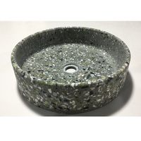 Lavabo de salle de bain rond en terrazzo noir et blanc de 400 mm