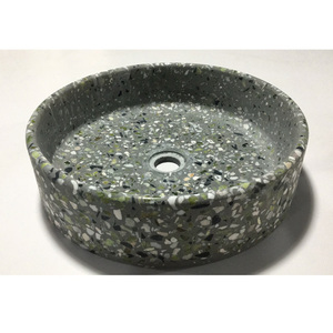 Lavabo de salle de bain rond en terrazzo <span class=keywords><strong>noir</strong></span> et blanc de 400 mm - Product Image 5